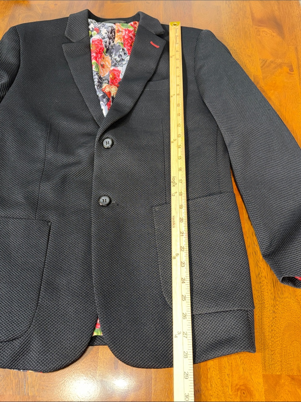 The Tailored Sportsman Black Textured Blazer with Red Accent Stitching - Picture 5 of 12